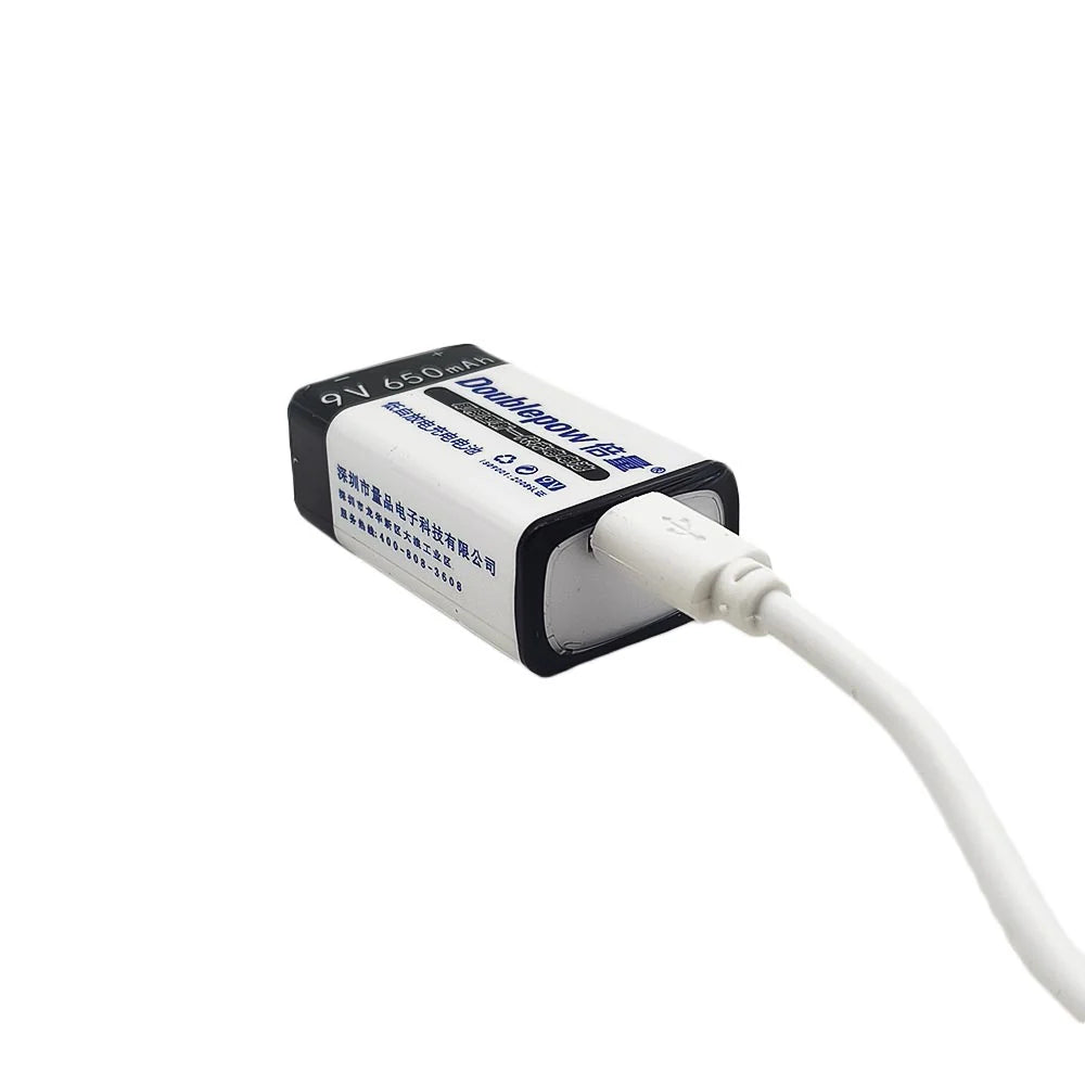 9V 650mAh Batterie Lithium Rechargeable USB Type 6F22 (Modèle: 0010201)