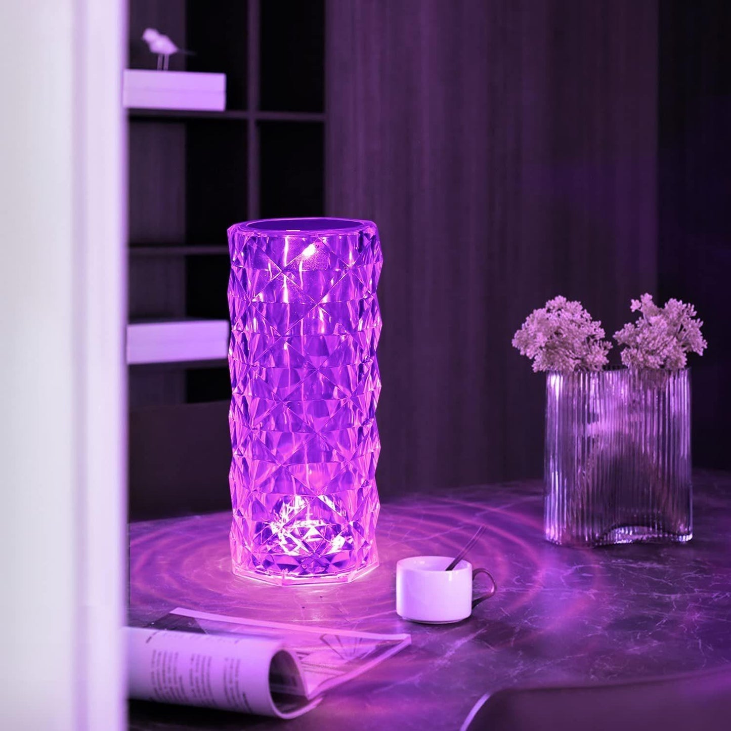 Lampe de table LED cristal simple acrylique diamant  tactile